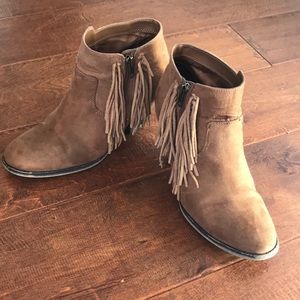 Brown tassel booties